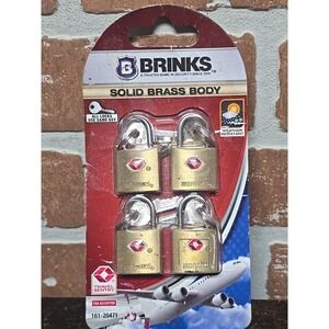 Brinks Solid Brass Locks (4) with Keys TSA Accepted Manufactured Sealed READ